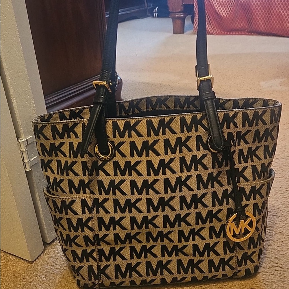 Michael Kors Signature Black and Tan Tote